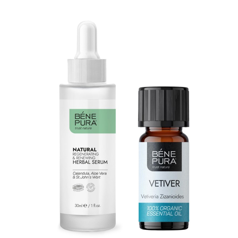Regeneracijski serum za obraz in Bio Vetiver Eterično olje - GMC