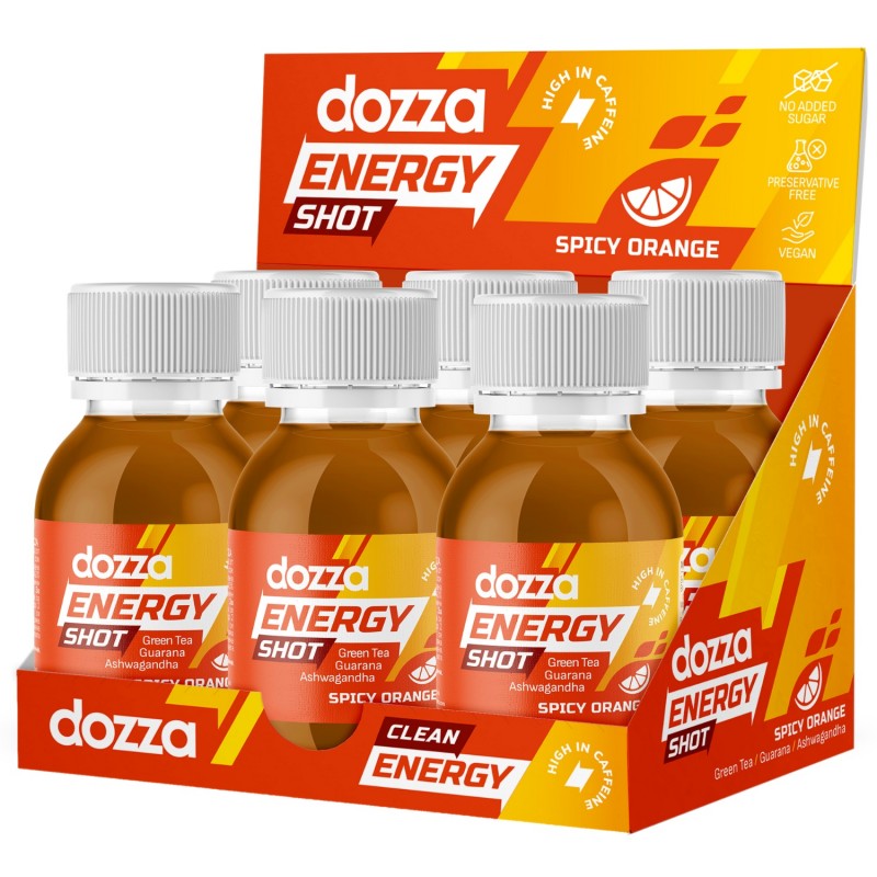 6x Pack DOZZA Energy Spicy Orange Energy shot - 60ml - Primerjava izdelkov